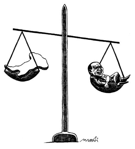 Cartoon: scales of skew (medium) by Medi Belortaja tagged skew,balance,scales,silvio,berlusconi,italy