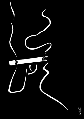 Cartoon: smoker (medium) by Medi Belortaja tagged gun,ciigarette,smoker
