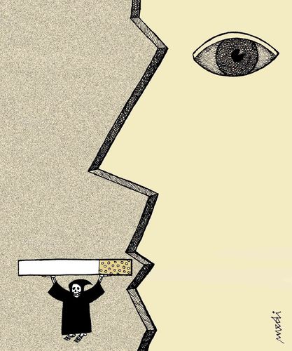 Cartoon: smoking (medium) by Medi Belortaja tagged face,smoke,cigarettes,death,health,smoking
