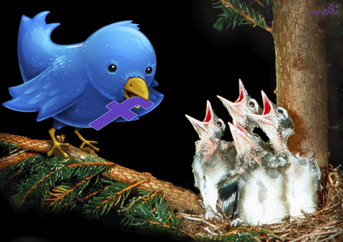 Cartoon: internet food (medium) by Medi Belortaja tagged nest,birds,twitter,facebook,food,internet
