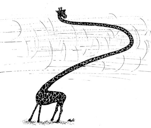 Cartoon: storm in the neck of the giraffe (medium) by Medi Belortaja tagged humor,giraffe,neck,wind,storm,the