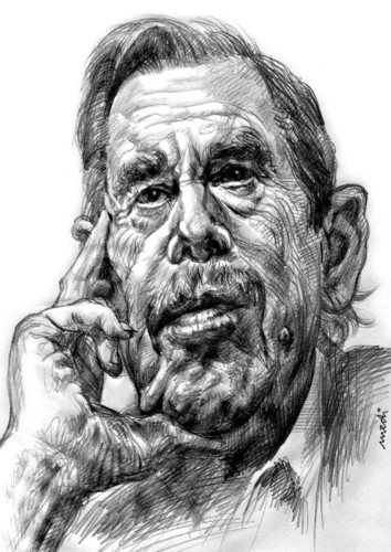 Cartoon: Vaclav Havel (medium) by Medi Belortaja tagged havel,vaclav