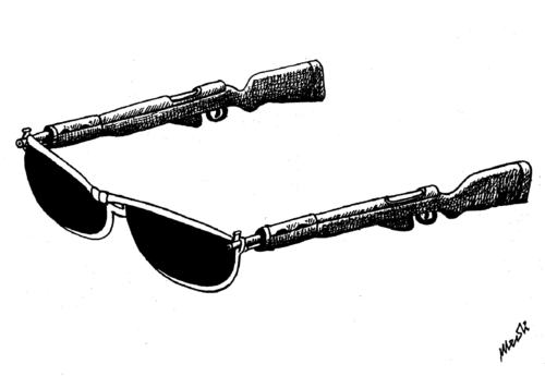 Cartoon: war glasses (medium) by Medi Belortaja tagged rifle,glasses,war,kill,killer,rifles