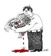 Cartoon: bad news (small) by Medi Belortaja tagged news,press,crimes,newspapers