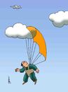 Cartoon: parashutist and clouds (small) by Medi Belortaja tagged parachutist,parachute,clouds