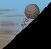 Cartoon: sisyphus (small) by Medi Belortaja tagged sisyphus,push,man,boulder,stone