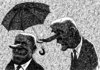 Cartoon: that s life (small) by Medi Belortaja tagged rain raining servant chief head friendship nose umbrella humor