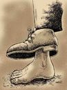 Cartoon: bare foot (small) by Medi Belortaja tagged leg,shoe,foot