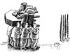 Cartoon: politically dead (small) by Medi Belortaja tagged politically,dead,funeral,burial,cofin,chief,head,leader,chair