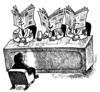 Cartoon: when the press makes trial (small) by Medi Belortaja tagged press,newspapers,trial,justice