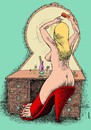 Cartoon: woman and mirror (small) by Medi Belortaja tagged woman leg combat mirror slippers nude