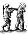 Cartoon: world under arrest (small) by Medi Belortaja tagged world,under,arrest,soldier,weapon,rofle,gun,globe,earth