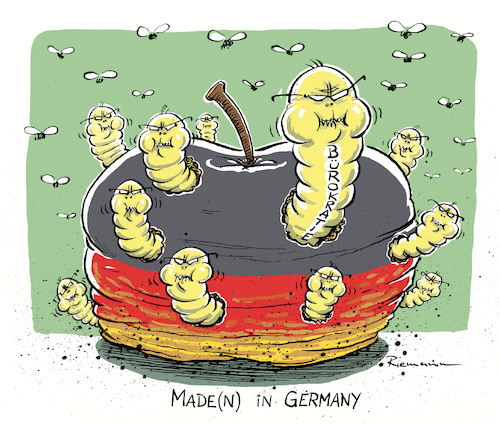 Cartoon: Bürokraten (medium) by Riemann tagged bürokratie,burokrat,deutschland,verwaltung,regulierung,filz,wirtschaft,mittelstand,freiberufler,steuern,vorschriften,gesetze,überregulierung,apfel,maden,germany,cartoon,george,riemann,bürokratie,burokrat,deutschland,verwaltung,regulierung,filz,wirtschaft,mittelstand,freiberufler,steuern,vorschriften,gesetze,überregulierung,apfel,maden,germany,cartoon,george,riemann