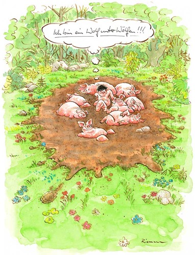 Cartoon: Der Mensch (medium) by Riemann tagged mensch,schwein,wolf,natur,umwelt,mankind,pig,nature,environment,destruktion,zerstörung
