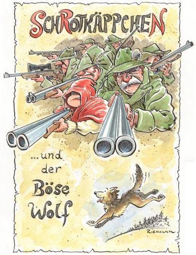 Cartoon: Schrotkäppchen (medium) by Riemann tagged wolf,umwelt,märchen,jagd