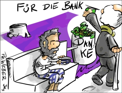 Cartoon: Für die Bank (medium) by Philipp Weber tagged banken,griechenland,schulden