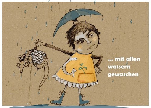 Cartoon: ...mit allen Wassern gewaschen (medium) by Silvia Wagner tagged gürteltier,tier,animal,girl,mädchen