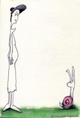 Cartoon: Oh Schreck ein Schneck! (medium) by Silvia Wagner tagged frau,schnecke,schleimig,schreck,erschrecken,ekel,