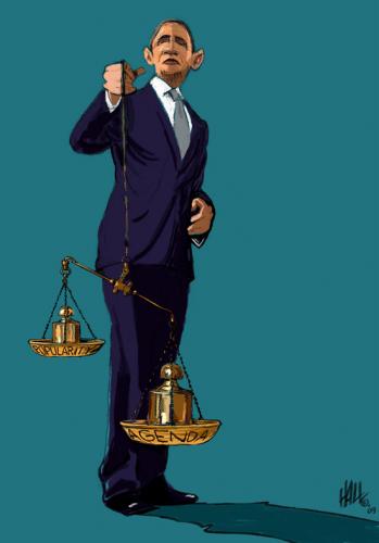 Cartoon: Baracks Balancing Act (medium) by halltoons tagged barack,obama,president,usa,economy