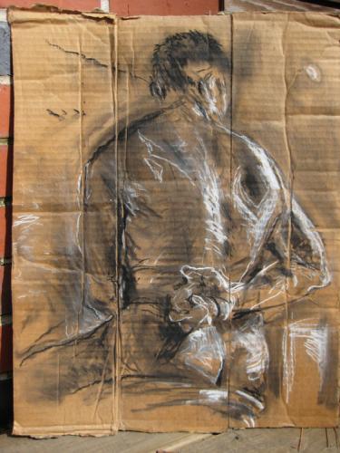Cartoon: Figure Sketch on Cardboard 2 (medium) by halltoons tagged figure,drawing,male,nude,sketch