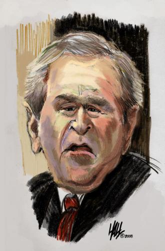 Cartoon: George W Bush Portrait (medium) by halltoons tagged bush,president