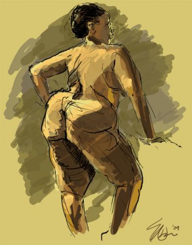 Cartoon: Gia Standing Pose (medium) by halltoons tagged figure,drawing,nude,woman,girl,pose