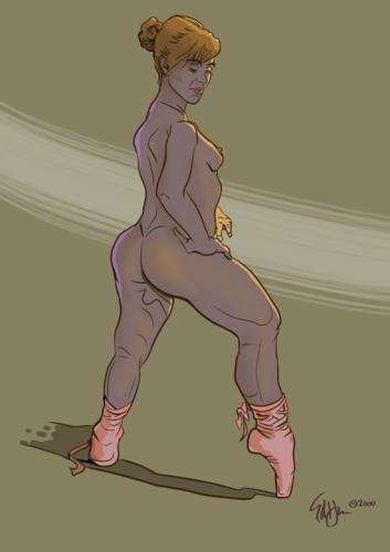 Cartoon: Jessica in ballet slippers 2 (medium) by halltoons tagged digital,figure,drawing,woman,model,female,sketch,photoshop