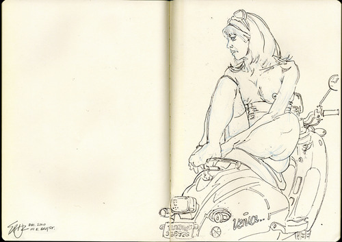 Cartoon: Moto Guzzi 3 (medium) by halltoons tagged scooter,bike,motorcycle,girl,vespa,moto,guzzi