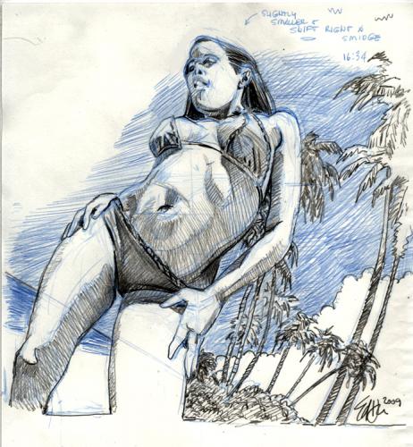 Cartoon: Puerto Rican Hip Hop 2 (medium) by halltoons tagged video,still,sketch,girl,tropics,bikini,woman
