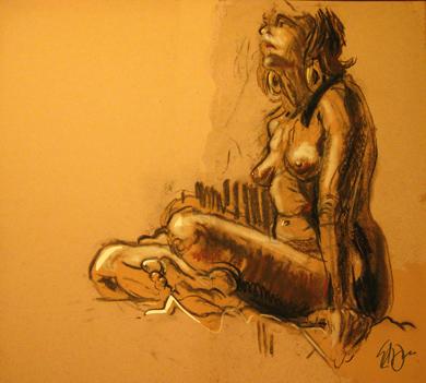 Cartoon: Seated model from below (medium) by halltoons tagged figure,drawing,female,woman,nude