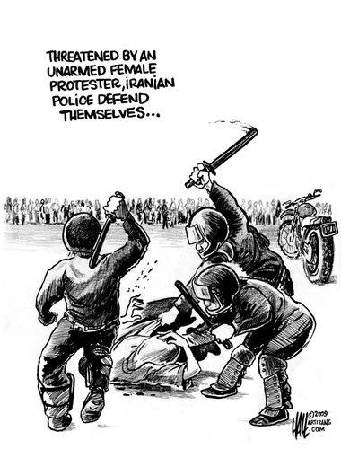 Cartoon: The Big Threat (medium) by halltoons tagged iran,iranian,supreme,leader,police