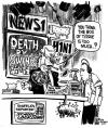 Cartoon: The Real Pandemic (small) by halltoons tagged swine flu media h1n1