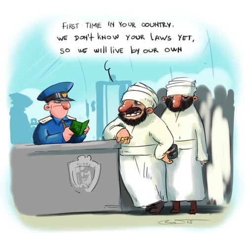 Cartoon: law (medium) by sfepa tagged refugees,in,europe