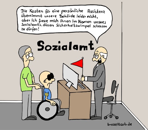 Cartoon: Bundesteilhabegesetz BTHG (medium) by brezeltaub tagged bundesteilhabegesetz,btgh,2017,behindertenrechte,einkommensgrenze,sozialamt,selbstbestimmung,teilhabe,un,behindertenrechtskonvention,ungerechtigkeiten,assistenz,versorgung,persönliche,alltag,meistern,schwerbehindert,bedarf,ergänzende,sozialhilfe,eingliederungshilfen,für,menschen,mit,behinderung,umstrittenes,teilhabegesetz,sicherheitswimpel,rollstuhl,brezeltaub