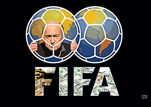Cartoon: FIFA platt (medium) by Ago tagged fifa,fußball,skandal,korruption,rücktritt,sepp,blatter,bestechung,geld,gier,logo,karikatur,fifa,fußball,skandal,korruption,rücktritt,sepp,blatter,bestechung,geld,gier,logo,karikatur