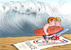 Cartoon: Trump und Johnson in Biarritz (small) by Ago tagged gipfel,g7,frankreich,biarritz,krisen,uneinig,kontroversen,konfrontation,donald,trump,usa,präsident,boris,johnson,großbritannien,eu,brexit,welthandel,strafzölle,atomabkommen,iran,brasilien,klimapolitik,surfen,monsterwelle,politik,karikatur,cartoon,pressezeichnung,illustration,tale,agostino,natale