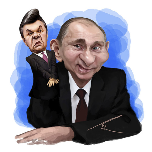 Cartoon: Viktor Yanukovych Vladimer Putin (medium) by besikdug tagged vladimer,putin,viktor,yanukovich,besikdug,carikature