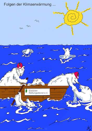 Cartoon: Eisbären-Rettungsdienst (medium) by khartoon67 tagged eisbär,ertrinken,eisschmelze,rettungsdienst,hilfe,meer,wasser,rettungsboot,klimawandel