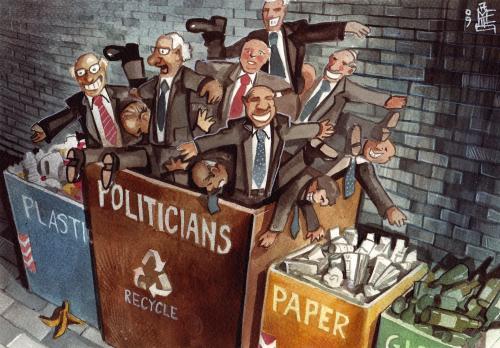 Cartoon: garbage (medium) by matteo bertelli tagged recycle,politicians