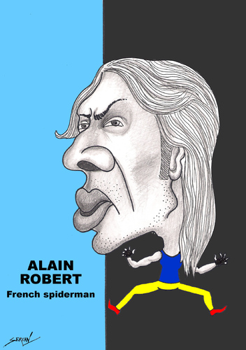 Cartoon: ALAIN ROBERT (medium) by serkan surek tagged surekcartoons