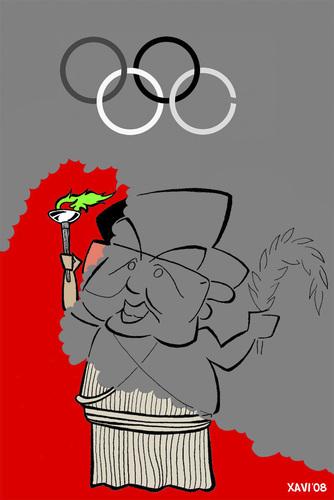 Cartoon: Beijing 2008 (medium) by Xavi dibuixant tagged smoke,fume,olimpia,pekin,china,games,olympic,2008,beijing,beijing,2008,olympische,spiele,china,fackel,sport,politik,freiheit,peking,menschenrechte,tibet,kritik,medien,presse,olympische spiele