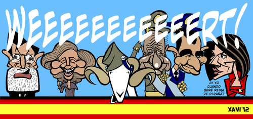 Cartoon: Spanish day 2012 (medium) by Xavi dibuixant tagged spain,mariano,rajoy,crisis,wert,goat,crazy,country,juan,carlos,king,spain,mariano,rajoy,crisis,wert,goat,crazy,country,juan,carlos,king
