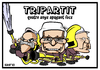 Cartoon: Tripartit apagafocs (small) by Xavi dibuixant tagged generalitat,jose,montilla,joan,saura,josep,lluis,carod,rovira,govern,catalunya,catalonia,spain,caricatura,caricature