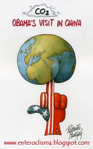 Cartoon: CO2 (medium) by Roberto Mangosi tagged earth,obama,globalwarming