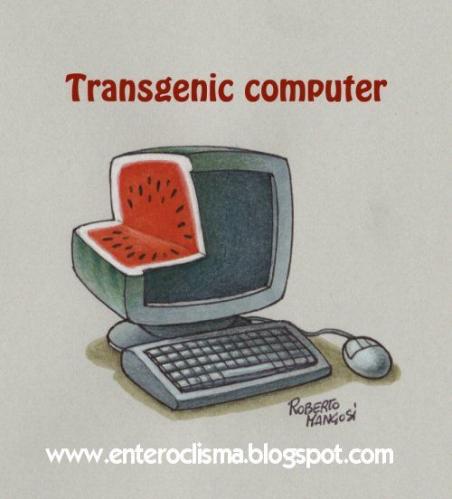 Cartoon: Transgenic Computer (medium) by Roberto Mangosi tagged gentechnology,computer