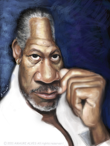 Cartoon: Morgan Freeman (medium) by Amauri Alves tagged actors,caricature