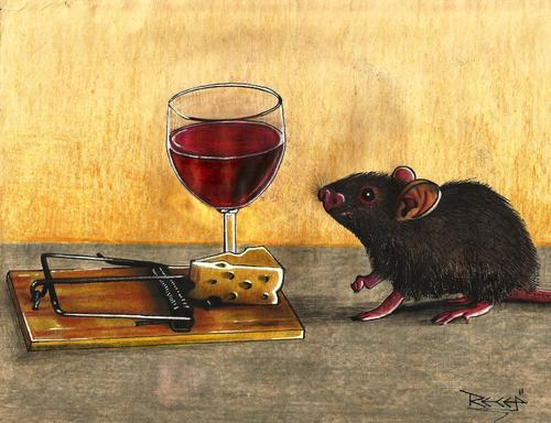 Cartoon: Wine and Mice (medium) by Recep ÖZCAN tagged mice,wine,trap