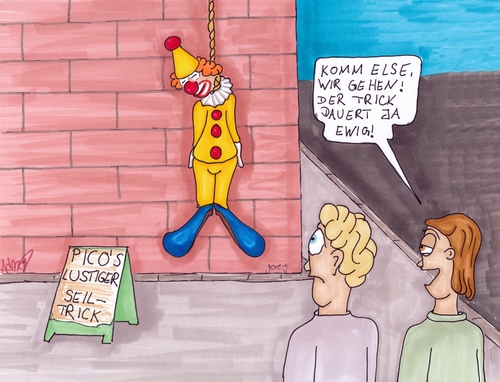 Cartoon: der traurige Clown (medium) by gore-g tagged clown,hängen,seil,selbstmord