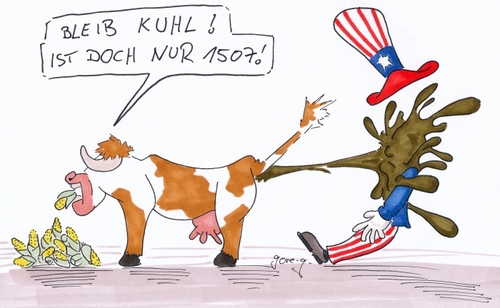Cartoon: Genmais 1507 (medium) by gore-g tagged genmais,1507,kuh,freihandelsabkommen,geenfood,mais,amerika,amerikaner,uncle,sam