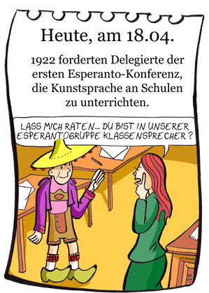 Cartoon: 18. April (medium) by chronicartoons tagged esperanto,sprache,schule,unterricht,lehrer